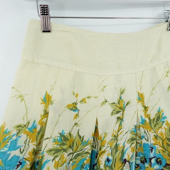 Toi Et Moi Skirt Womens Small Yellow Floral Print Fit & Flare Novelty Boho Retro - Picture 6 of 13